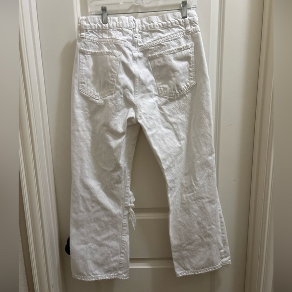 Frame Womens White High Rise Ripped Cropped Flared Leg Le Jane Jeans Sz 30 - Picture 4 of 8